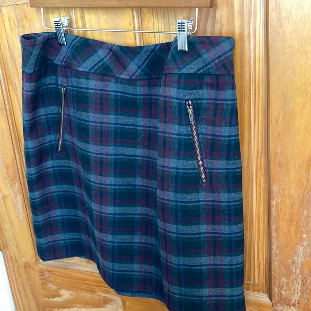 Loft purple and gray plaid mini skirt
